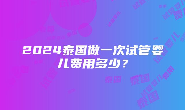 2024泰国做一次试管婴儿费用多少？