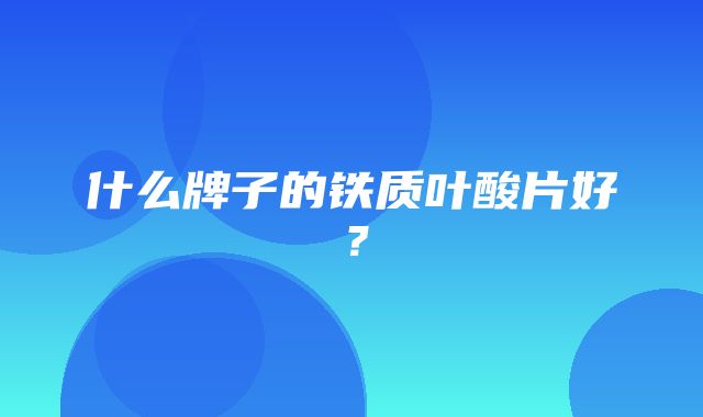 什么牌子的铁质叶酸片好？