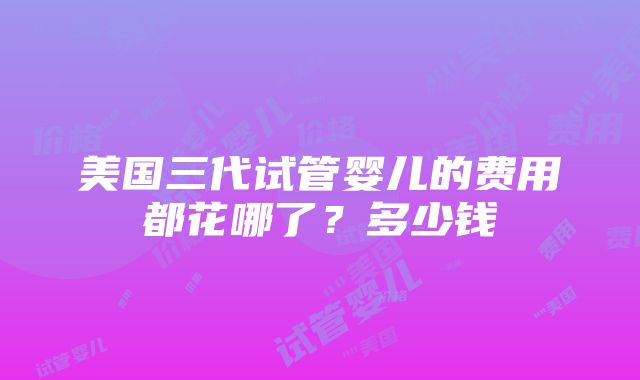 美国三代试管婴儿的费用都花哪了？多少钱