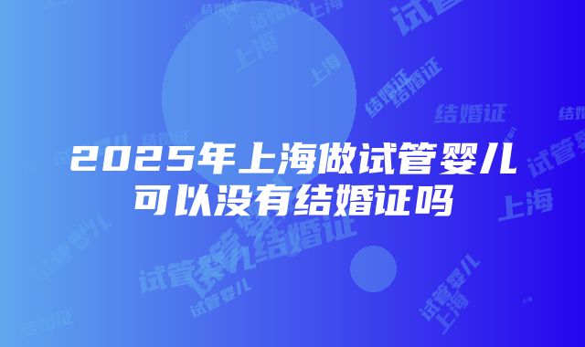 2025年上海做试管婴儿可以没有结婚证吗