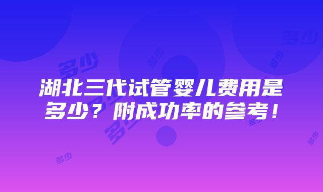 湖北三代试管婴儿费用是多少？附成功率的参考！