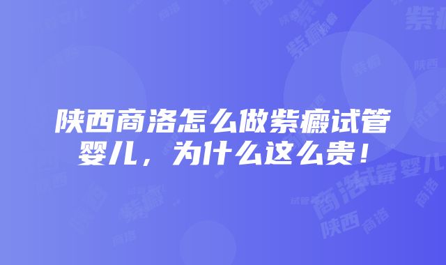 陕西商洛怎么做紫癜试管婴儿，为什么这么贵！