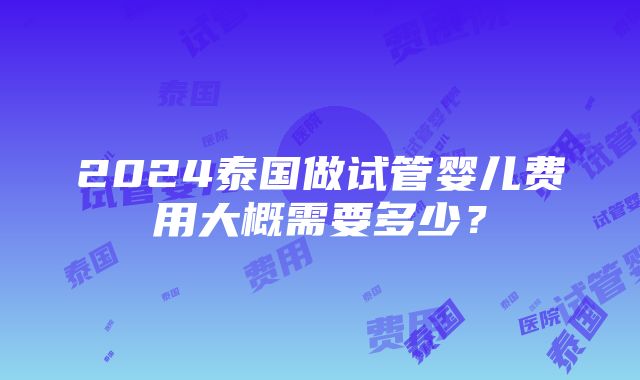 2024泰国做试管婴儿费用大概需要多少？