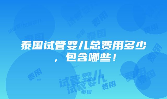 泰国试管婴儿总费用多少，包含哪些！