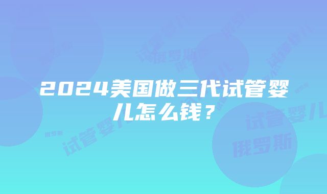 2024美国做三代试管婴儿怎么钱？