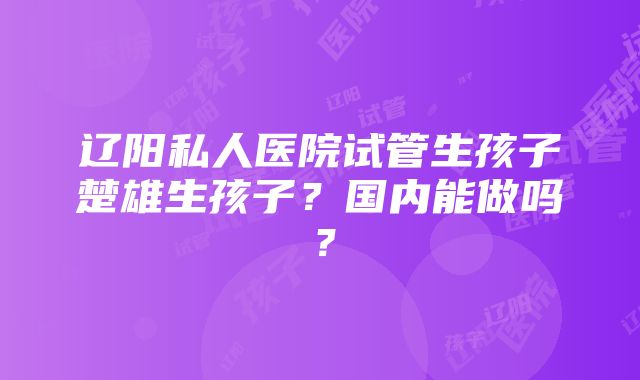 辽阳私人医院试管生孩子楚雄生孩子？国内能做吗？