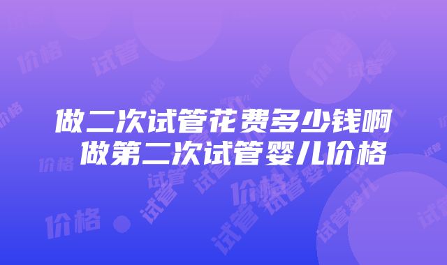 做二次试管花费多少钱啊 做第二次试管婴儿价格