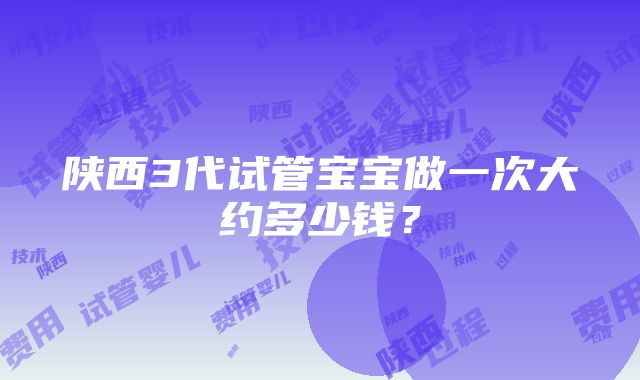 陕西3代试管宝宝做一次大约多少钱？