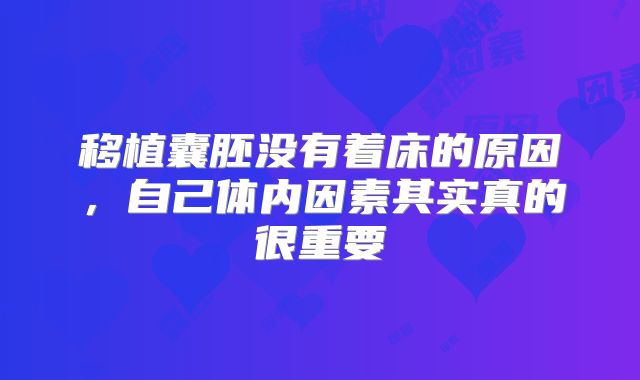 移植囊胚没有着床的原因，自己体内因素其实真的很重要