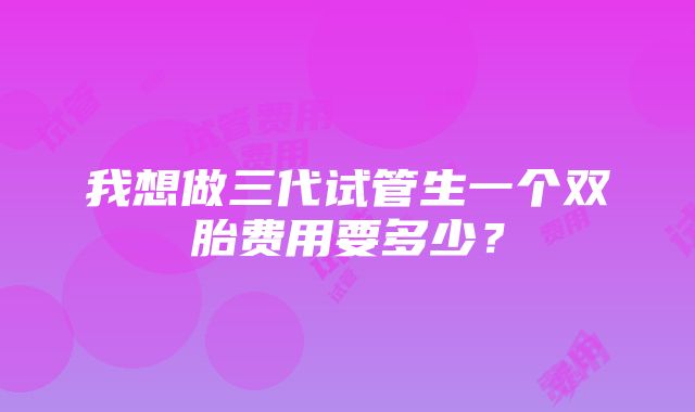 我想做三代试管生一个双胎费用要多少？