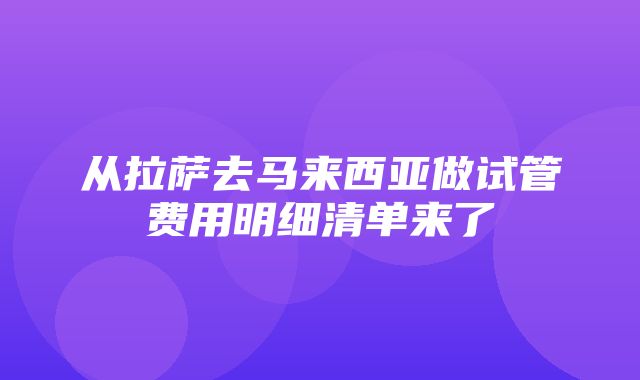 从拉萨去马来西亚做试管费用明细清单来了