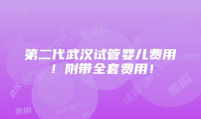 第二代武汉试管婴儿费用！附带全套费用！