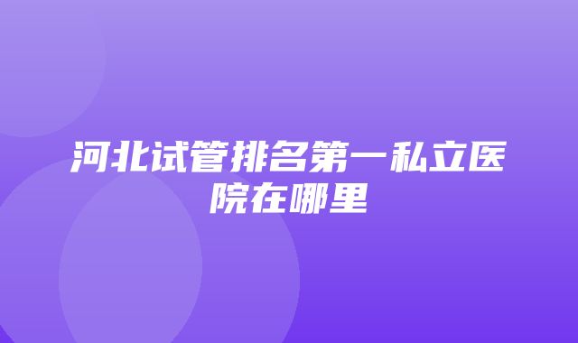 河北试管排名第一私立医院在哪里