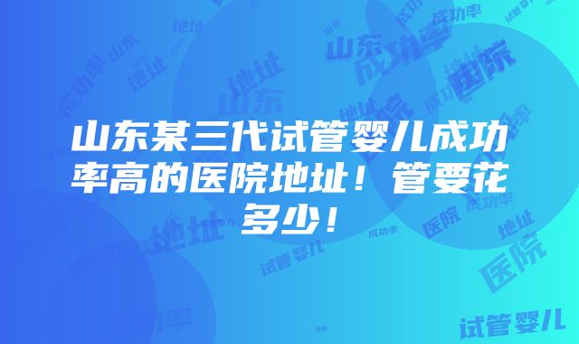 山东某三代试管婴儿成功率高的医院地址！管要花多少！