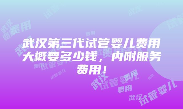 武汉第三代试管婴儿费用大概要多少钱，内附服务费用！