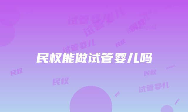 民权能做试管婴儿吗