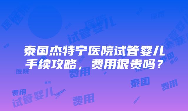 泰国杰特宁医院试管婴儿手续攻略，费用很贵吗？