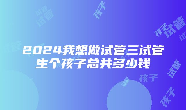 2024我想做试管三试管生个孩子总共多少钱