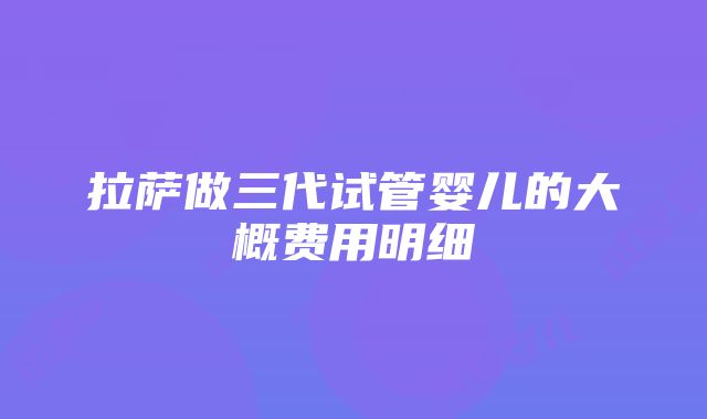 拉萨做三代试管婴儿的大概费用明细