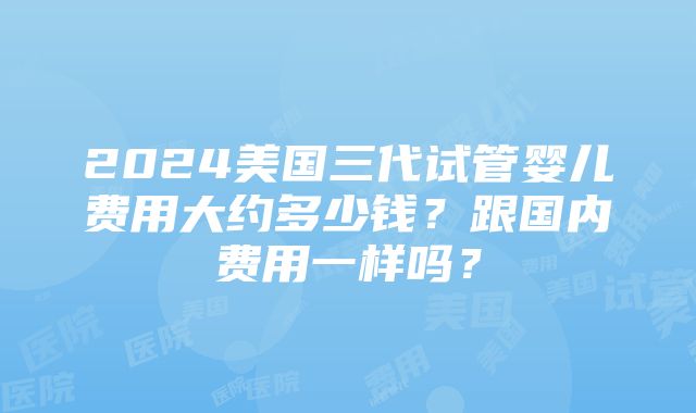 2024美国三代试管婴儿费用大约多少钱？跟国内费用一样吗？