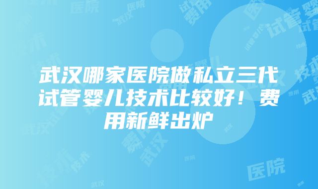 武汉哪家医院做私立三代试管婴儿技术比较好！费用新鲜出炉