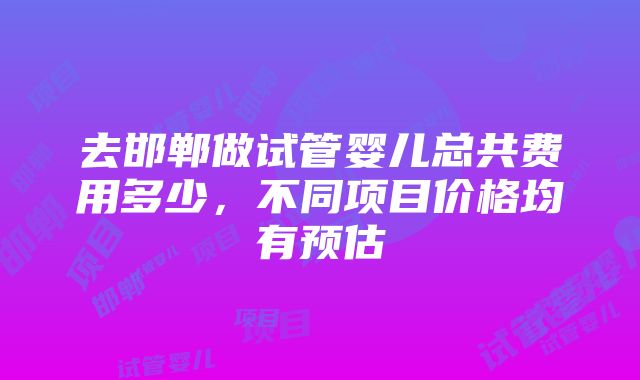 去邯郸做试管婴儿总共费用多少，不同项目价格均有预估