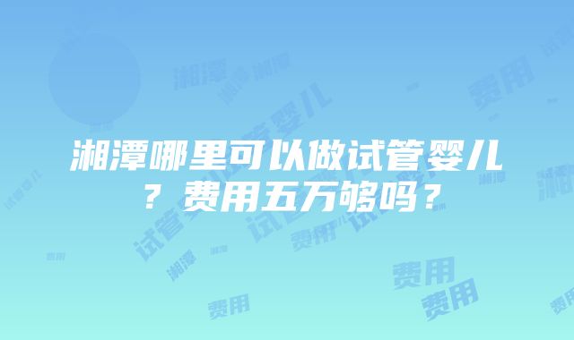 湘潭哪里可以做试管婴儿？费用五万够吗？