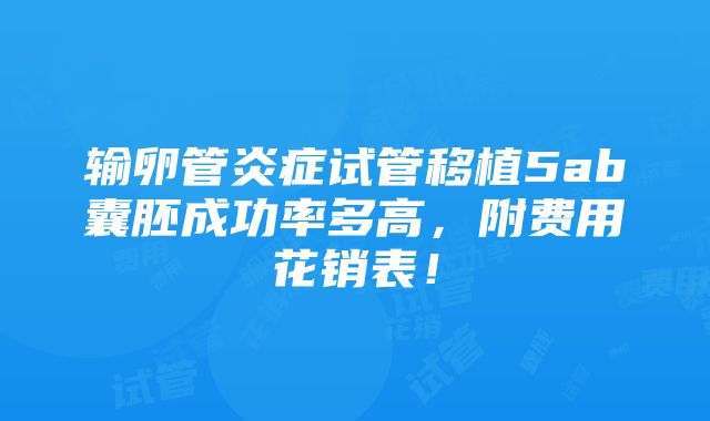 输卵管炎症试管移植5ab囊胚成功率多高，附费用花销表！