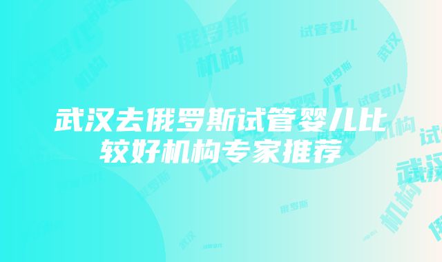 武汉去俄罗斯试管婴儿比较好机构专家推荐