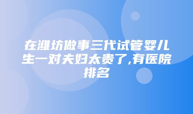 在潍坊做事三代试管婴儿生一对夫妇太贵了,有医院排名