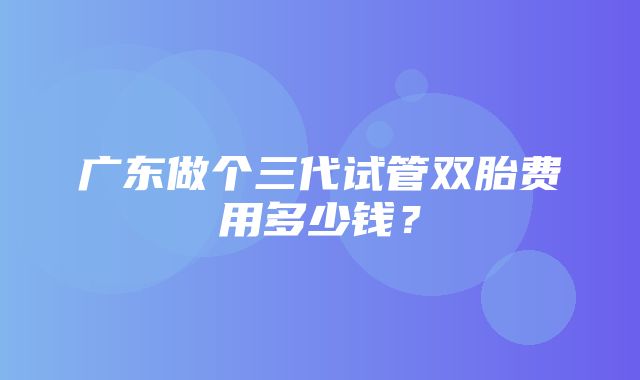 广东做个三代试管双胎费用多少钱？