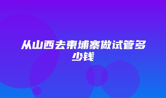 从山西去柬埔寨做试管多少钱