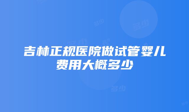 吉林正规医院做试管婴儿费用大概多少