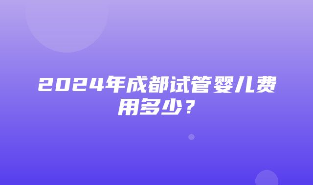 2024年成都试管婴儿费用多少？