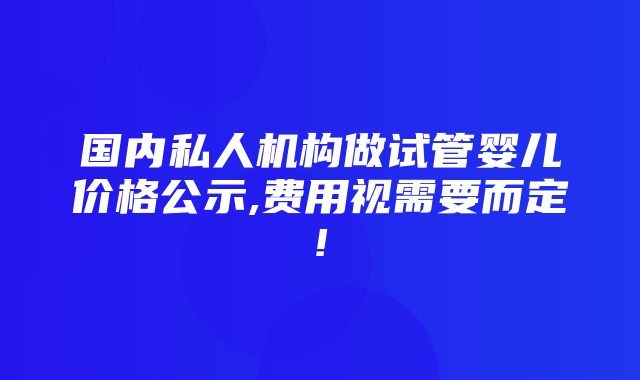 国内私人机构做试管婴儿价格公示,费用视需要而定!