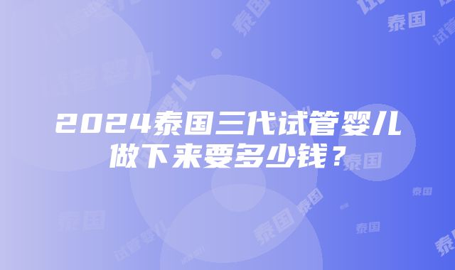 2024泰国三代试管婴儿做下来要多少钱？