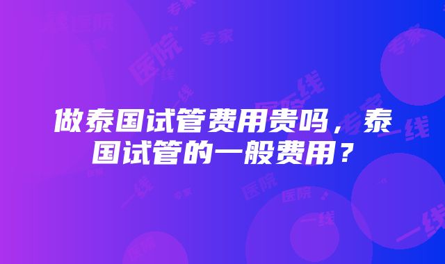 做泰国试管费用贵吗，泰国试管的一般费用？