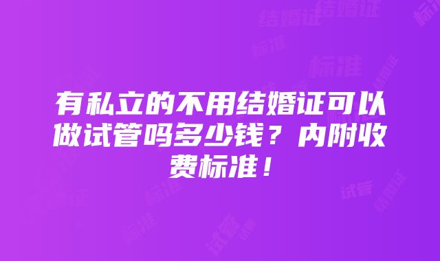 有私立的不用结婚证可以做试管吗多少钱？内附收费标准！