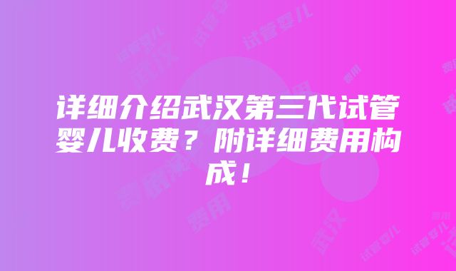 详细介绍武汉第三代试管婴儿收费？附详细费用构成！