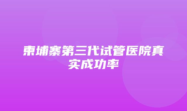 柬埔寨第三代试管医院真实成功率