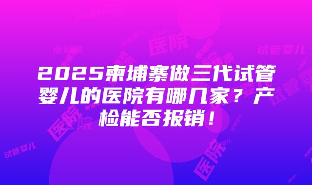 2025柬埔寨做三代试管婴儿的医院有哪几家？产检能否报销！