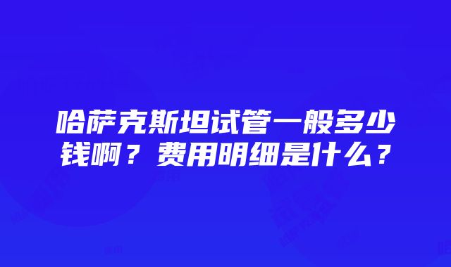 哈萨克斯坦试管一般多少钱啊？费用明细是什么？