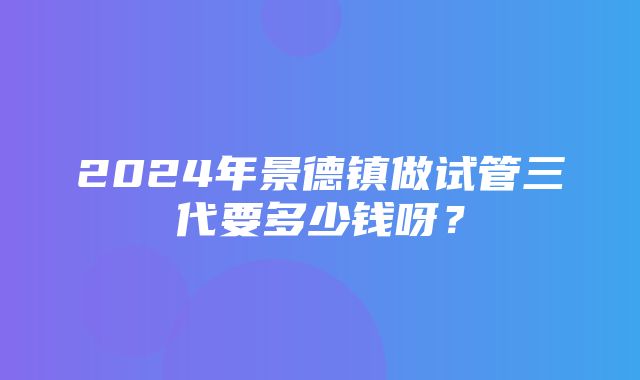 2024年景德镇做试管三代要多少钱呀？