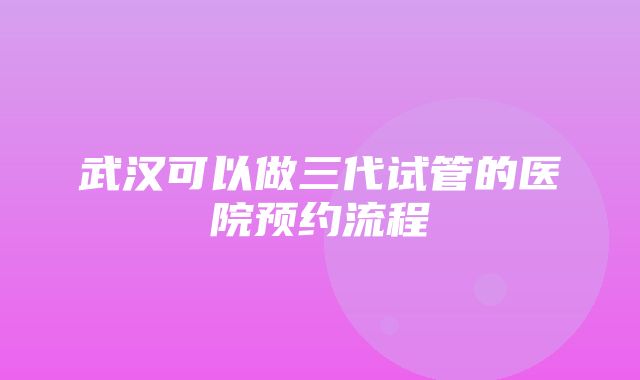 武汉可以做三代试管的医院预约流程