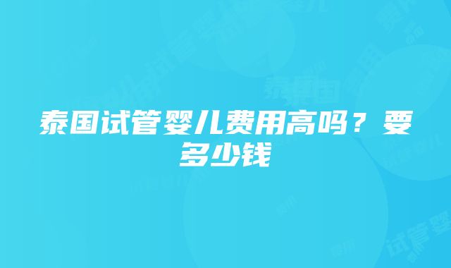 泰国试管婴儿费用高吗？要多少钱