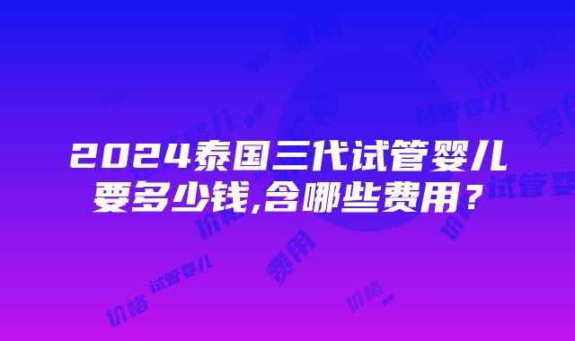 2024泰国三代试管婴儿要多少钱,含哪些费用？