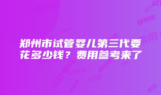 郑州市试管婴儿第三代要花多少钱？费用参考来了