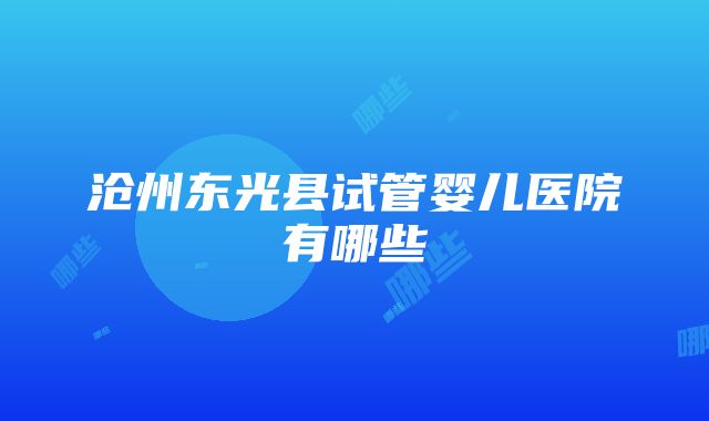 沧州东光县试管婴儿医院有哪些