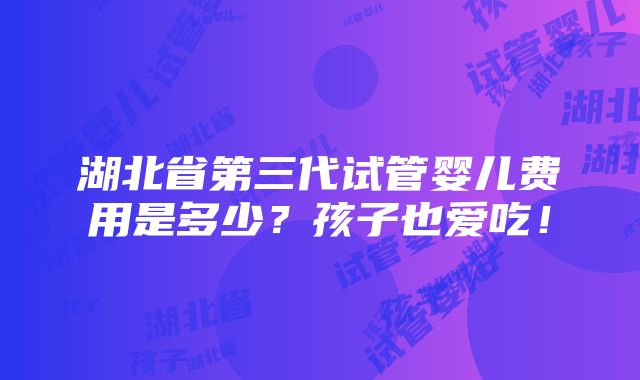 湖北省第三代试管婴儿费用是多少？孩子也爱吃！