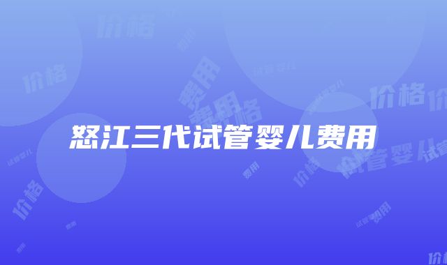 怒江三代试管婴儿费用